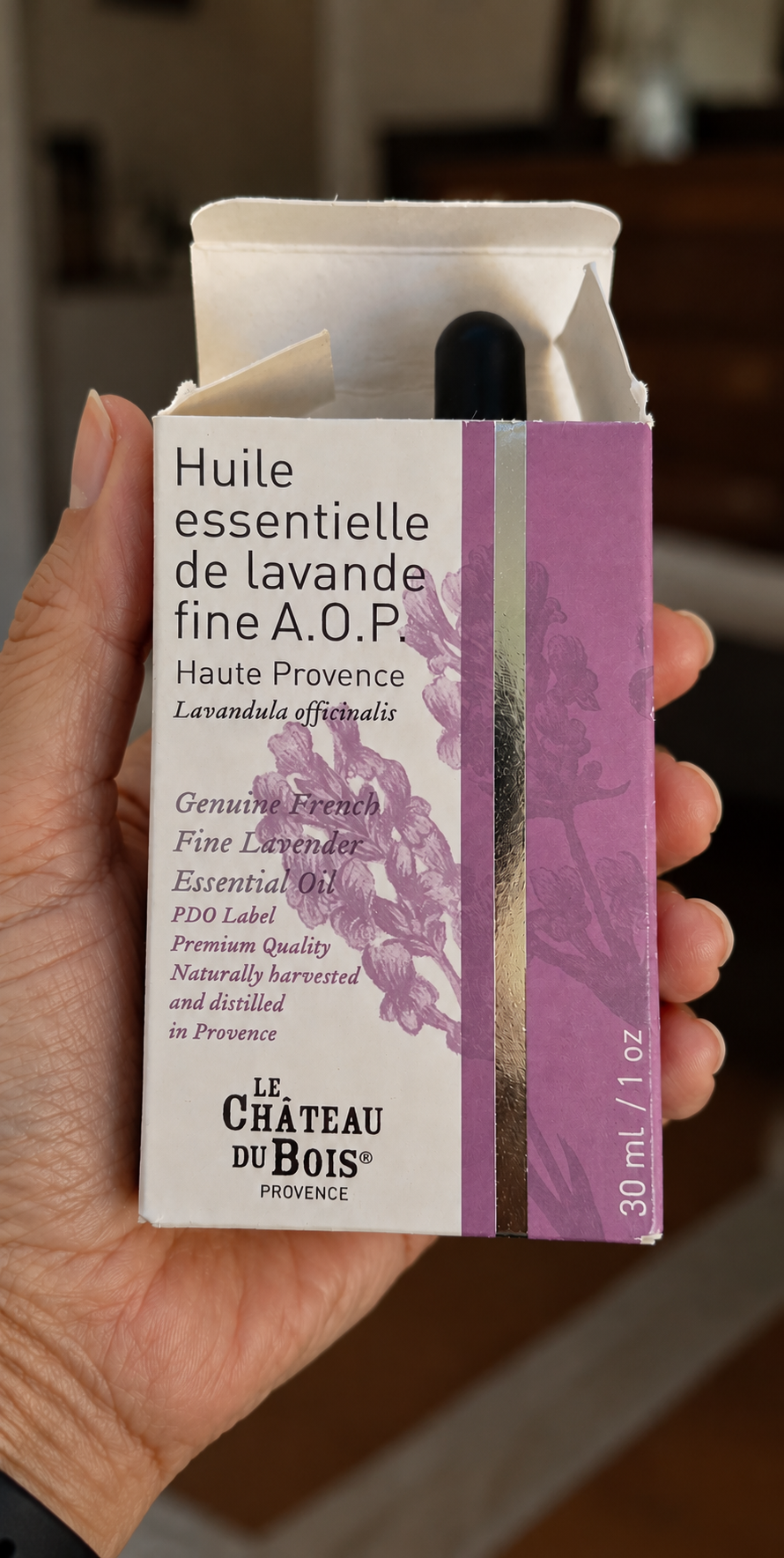 Bottle of lavender essential oil brought home from Arles